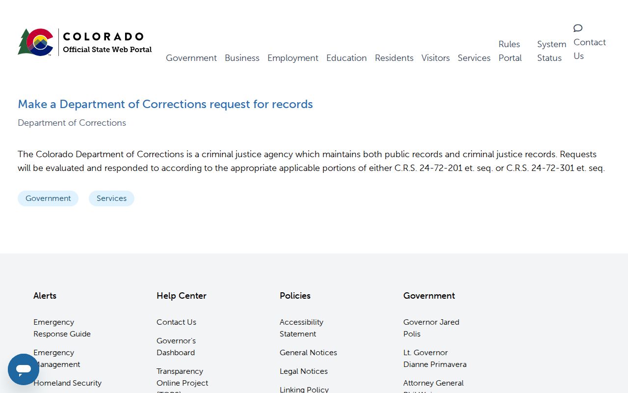 Colorado CDOC records request route for official inmate release dates