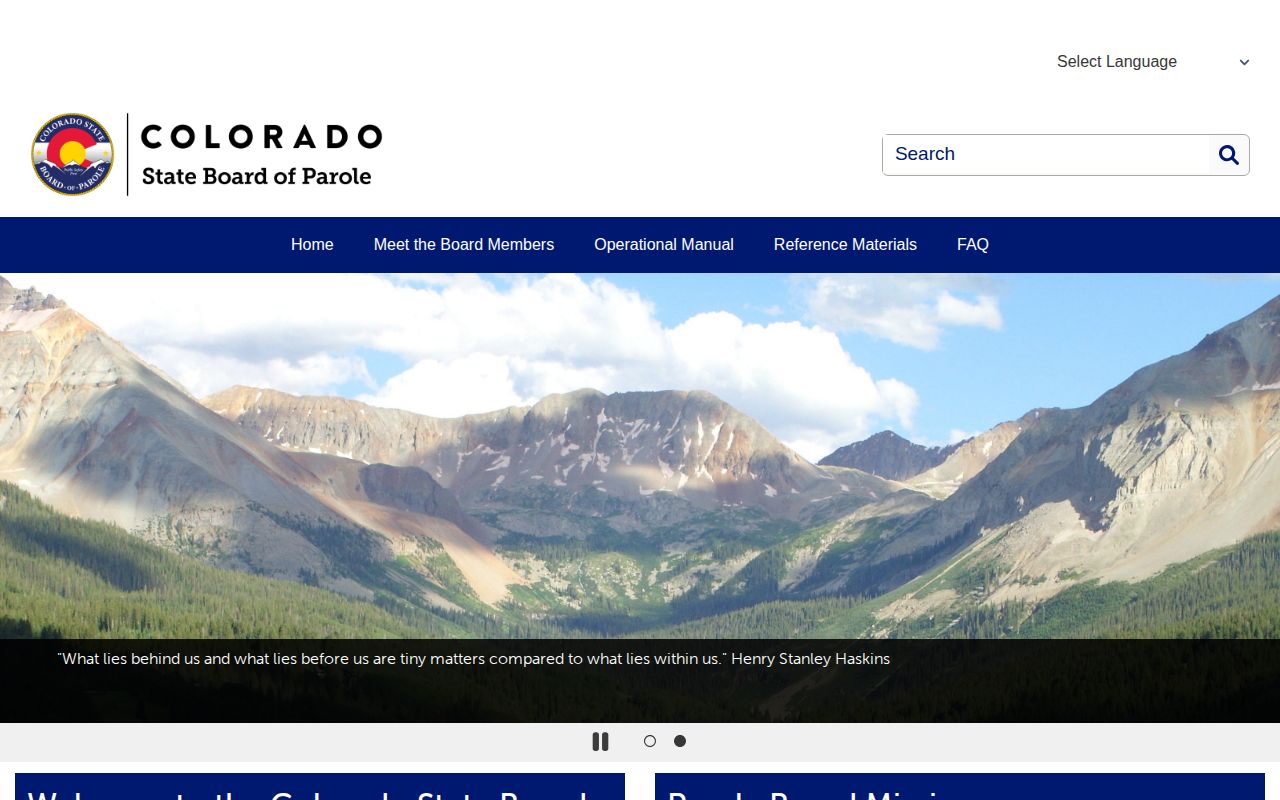 Colorado State Board of Parole release hearing home page